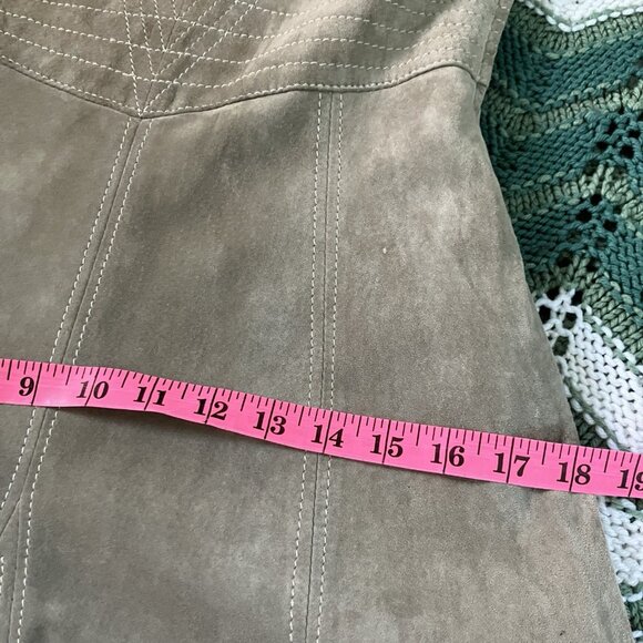 Y2K Danier Suede Leather Dress Womens 4 Tan Vintage 2000s Biker Stitching - Picture 11 of 14